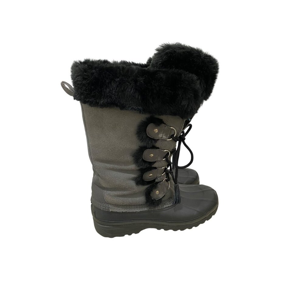 Khombu Women's Black Fur-Lined Winter lace up snow Boots size 8